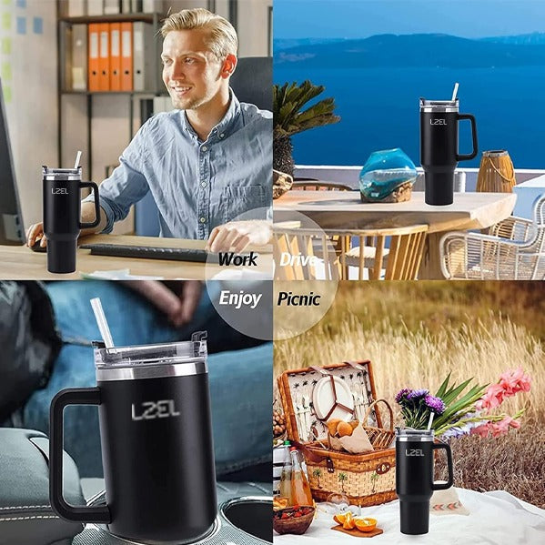 LZEL Tumbler With Handle 800ML Aqua Pure Vacuum Insulated | Black LZEL Tumbler With Handle 800ML Aqua Pure Vacuum Insulated | Black
